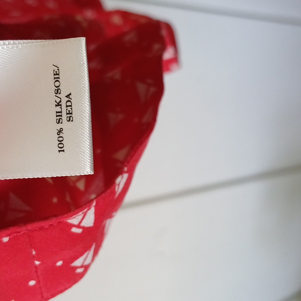 Ann Taylor Silk Red Printed Spaghetti Strap Blouse Cami Size Large - Picture 6 of 10